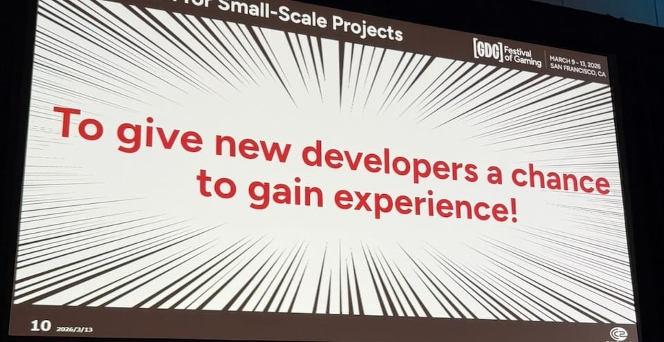 The reason for small-scale projects: to give new developers a chance to gain experience