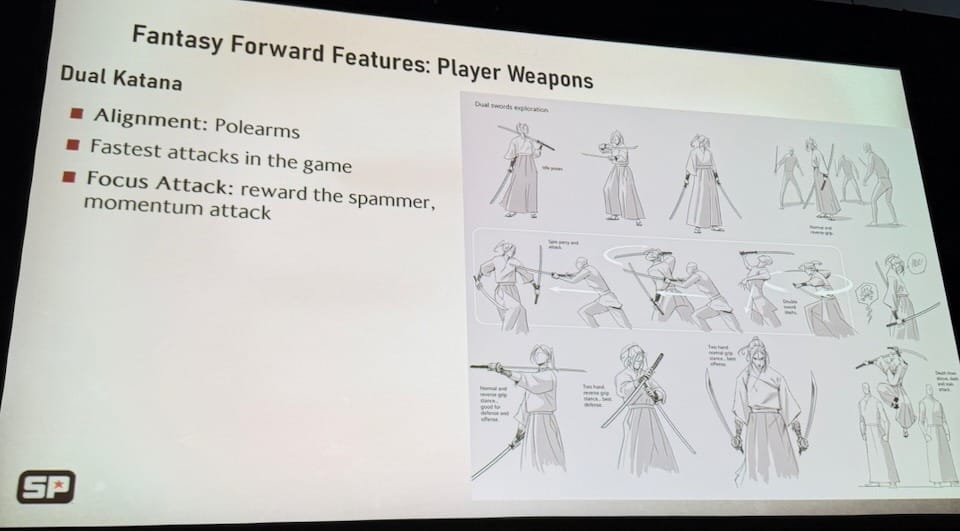 Dual Katana: storyboard exploration of stances and attacks