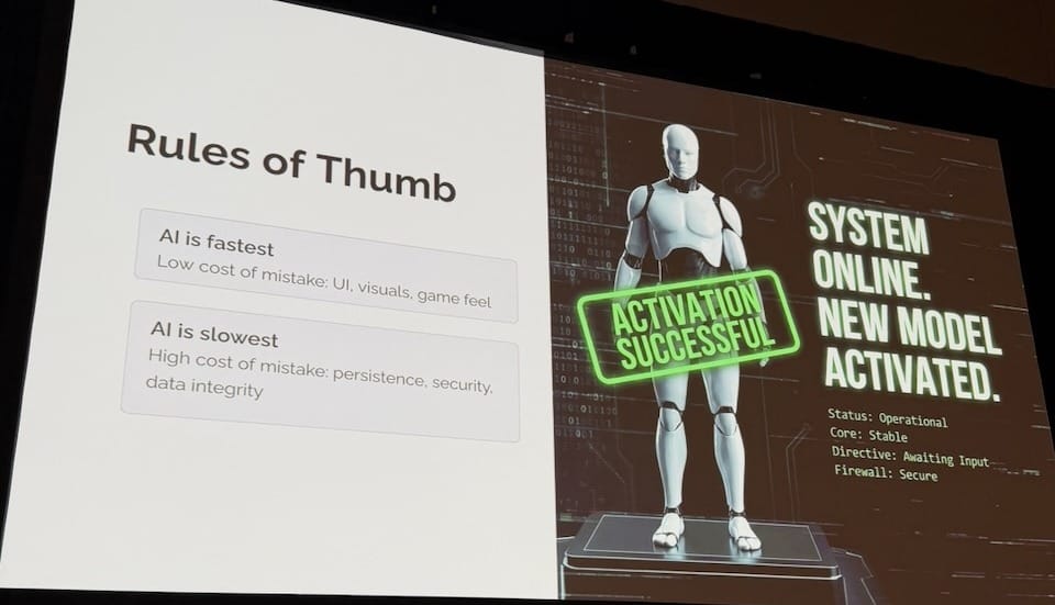 Rules of Thumb: AI is fastest — low cost of mistake. AI is slowest — high cost of mistake.